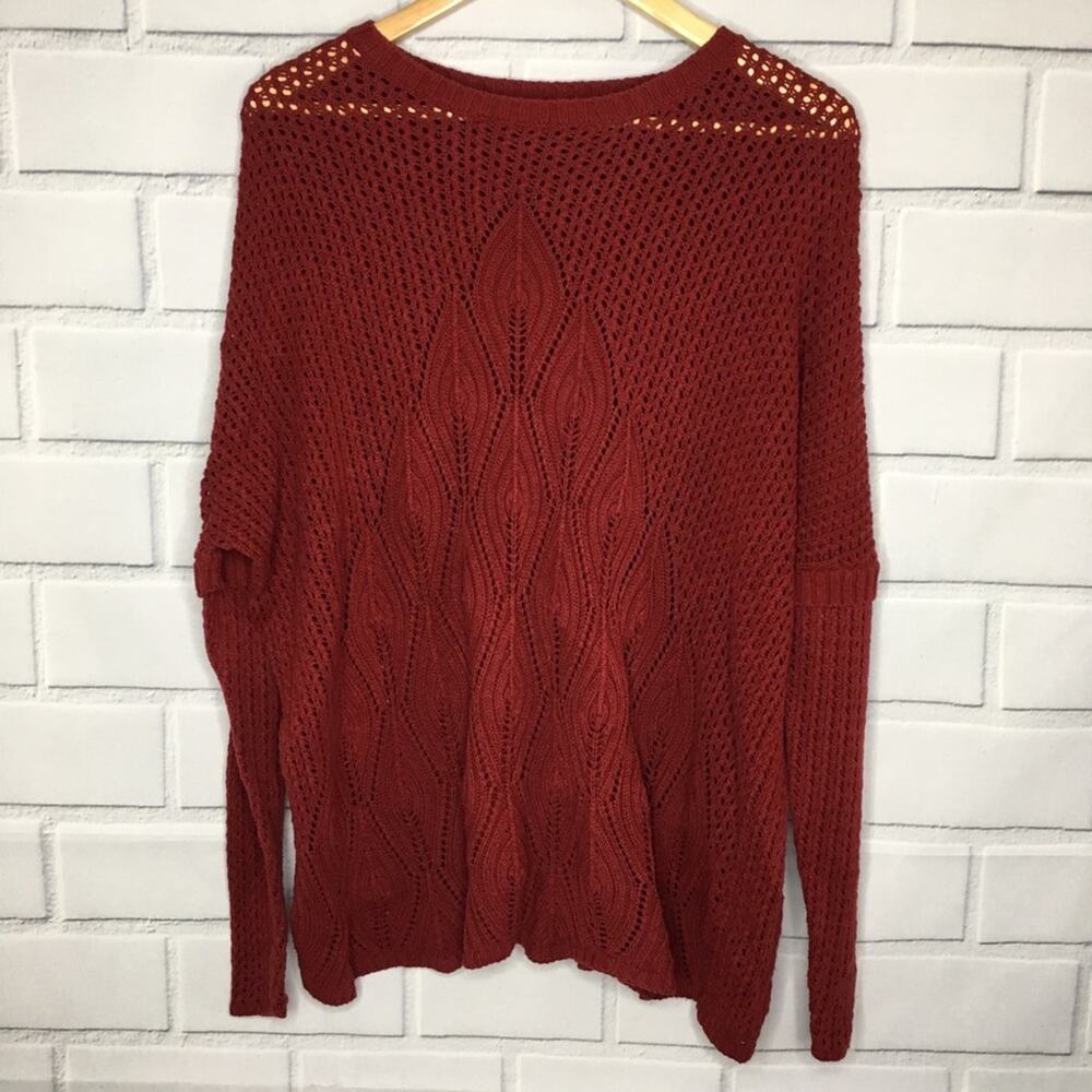 Cullen Crochet Oversized Red/Burgundy Sweater/Dress Size Small